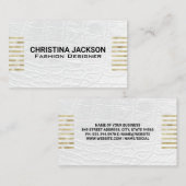 ゴールドフォイルストライプズ |ホワイトレザー 名刺 (正面/裏面)