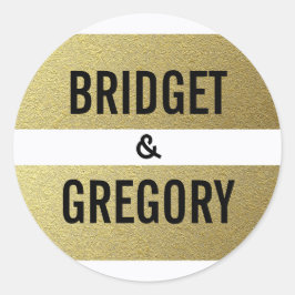 ゴールドフォイルストライプ結婚ズ ラウンドシール