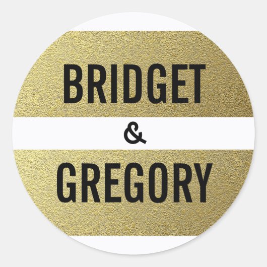 ゴールドフォイルストライプ結婚ズ ラウンドシール (正面)