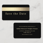 ゴールドフォイルストライプ、日付カードの保存 名刺 (正面/裏面)