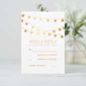 ゴールドフォイルストリングライツモダンウェディングRSVPカード 出欠カード (スタンド正面)