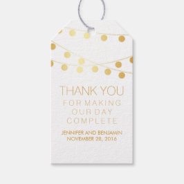 ゴールドフォイルストリングライトエレガントな結婚式 ギフトタグ