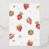 ゴールドフォイルストロベリーガールファースト誕生日 箔招待状 (裏面)