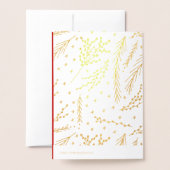 ゴールドフォイルズパインズクリスマスホリデーグリーティングカード 箔カード (裏面封筒付き)