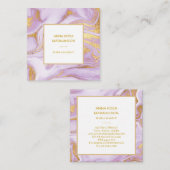 *~*ゴールドフォイルズベインラベンダーマーブルシックトレンディー スクエア名刺 (正面/裏面)