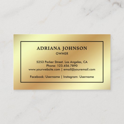 ゴールドフォイルソリティアダイヤモンドジュエリーストア宝石商 名刺 (裏面)