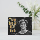 ゴールドフォイルタイポグラフィ写真卒業 ポストカード (スタンド正面)