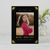 ゴールドフォイルタロット卒業写真アナウンスメントカード 箔招待状 (立ち正面)