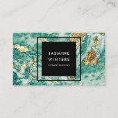 ゴールドフォイルターコイズ大理石の水カラーシックエレガント 名刺 (正面)