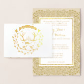 ゴールドフォイルディアアントラーリース結婚式招待状 箔カード (ディスプレー)