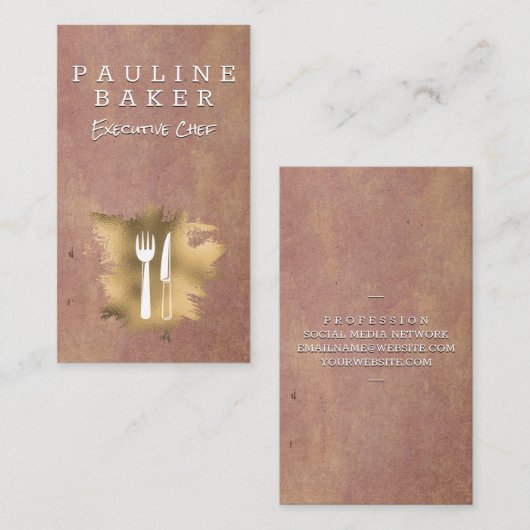 ゴールドフォイルディナーウェア |背素朴景 名刺 (正面/裏面)