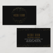 ゴールドフォイルドットサークルエンブレムブラックビジネスカード 名刺 (正面/裏面)