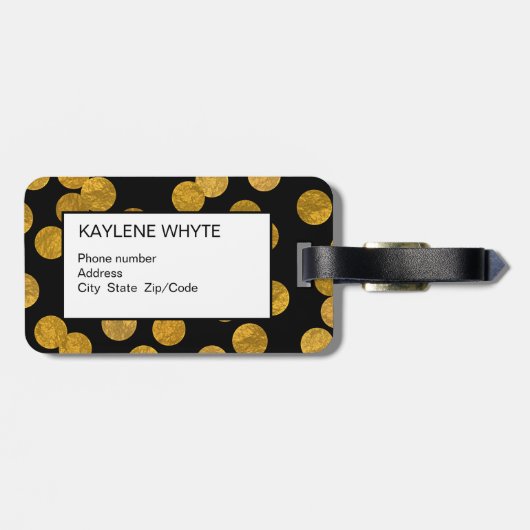 ゴールドフォイルドッパーソナライズされたト荷物タグ ラゲッジタグ (裏面横)