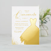 ゴールドフォイルドレスエレガントゴールデンキンセアニェラパーティーF 箔招待状 (立ち正面)