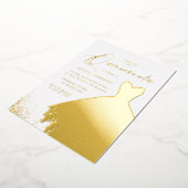 ゴールドフォイルドレスエレガントゴールデンキンセアニェラパーティーF 箔招待状 (回転した状態)