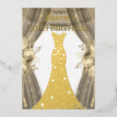 ゴールドフォイルドレスゴールデンフローラ50thバースデーパーティー 箔招待状 (正面)