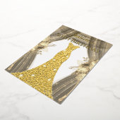 ゴールドフォイルドレスゴールデンフローラ50thバースデーパーティー 箔招待状 (回転した状態)