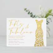 ゴールドフォイルドレスフィフティ&ファブ50th誕生日パーティー 箔招待状 (立ち正面)