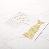 ゴールドフォイルドレスフィフティ&ファブ50th誕生日パーティー 箔招待状 (回転した状態)