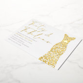 ゴールドフォイルドレスフォーティアンドファブ40th誕生日パーティー 箔招待状 (回転した状態)