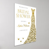 ゴールドフォイルドレスブライダルシャワーウェルカムサイン 箔ポスター (レイダウン)