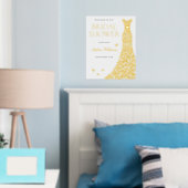 ゴールドフォイルドレスブライダルシャワーウェルカムサイン 箔ポスター (インサイチュ (寝室))