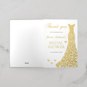 ゴールドフォイルドレスブライダルシャワーサンキューカード 箔グリーティングカード (外側レイダウン)