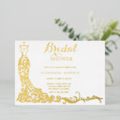 ゴールドフォイルドレス結婚ズブライダルシャワー 箔招待状 (立ち正面)