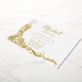 ゴールドフォイルドレス結婚ズブライダルシャワー 箔招待状 (回転した状態)