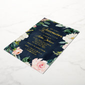 ゴールドフォイルネイビー赤面フローラリースキンセアニェラ 箔招待状 (回転した状態)