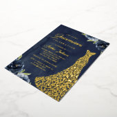 ゴールドフォイルネイビー金ゴールドフローラドレスキンセアニェラ 箔招待状 (回転した状態)