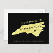 ゴールドフォイルノースカロライナの地図と新しい住所 案内ポストカード (正面/裏面)
