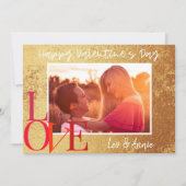 ゴールドフォイルハッピーバレンタインデーフォトカード シーズンカード (正面)