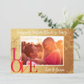 ゴールドフォイルハッピーバレンタインデーフォトカード シーズンカード (スタンド正面)