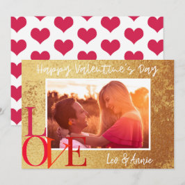 ゴールドフォイルハッピーバレンタインデーフォトカード シーズンカード