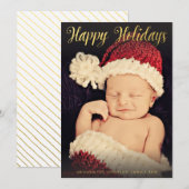 ゴールドフォイルハッピーホリデーズクリスマスフォトフラット シーズンカード (正面/裏面)