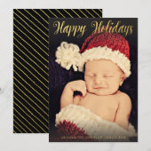 ゴールドフォイルハッピーホリデーズクリスマスフォトフラット シーズンカード (正面/裏面)