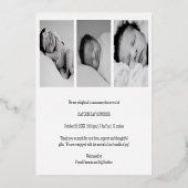 ゴールドフォイルハートありがとう写真誕生発表 箔招待状 (裏面)