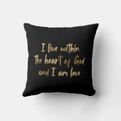 ゴールドフォイルハートオブ神感動的引用文ブラック クッション (裏面)