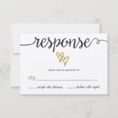 ゴールドフォイルハートクラフト紙ウェディングRSVPカード 出欠カード (正面)