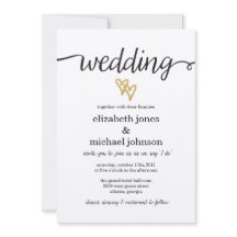 ゴールドフォイルハートクラフト紙結婚式招待状