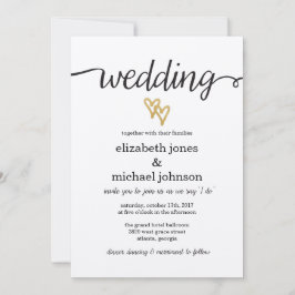 ゴールドフォイルハートクラフト紙結婚式招待状 招待状