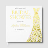 ゴールドフォイルハートドレスブライダルシャワーゴールデン ゲストブック (正面)