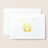 ゴールドフォイルハートハウス住宅記念日 箔カード (封筒付き正面)