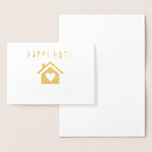 ゴールドフォイルハートハウス住宅記念日 箔カード