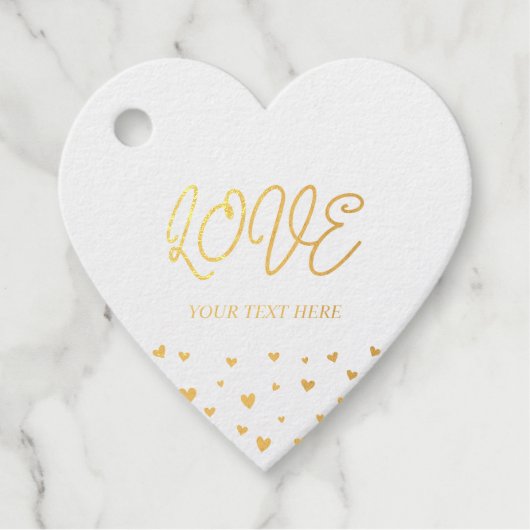 ゴールドフォイルハートラブバレンタインデイギフトラベル フェイバータグ (正面)