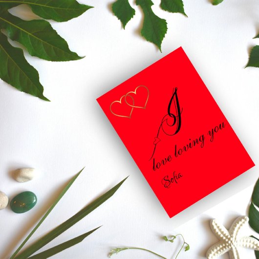 ゴールドフォイルハート名wishesフラットホリデーカード シーズンカード