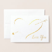 ゴールドフォイルハート「私はあなたを愛する」バレンタインカード 箔カード (封筒付き正面)