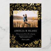 ゴールドフォイルハーベストフラワーフォト結婚式招待状 箔招待状 (正面)