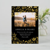 ゴールドフォイルハーベストフラワーフォト結婚式招待状 箔招待状 (立ち正面)